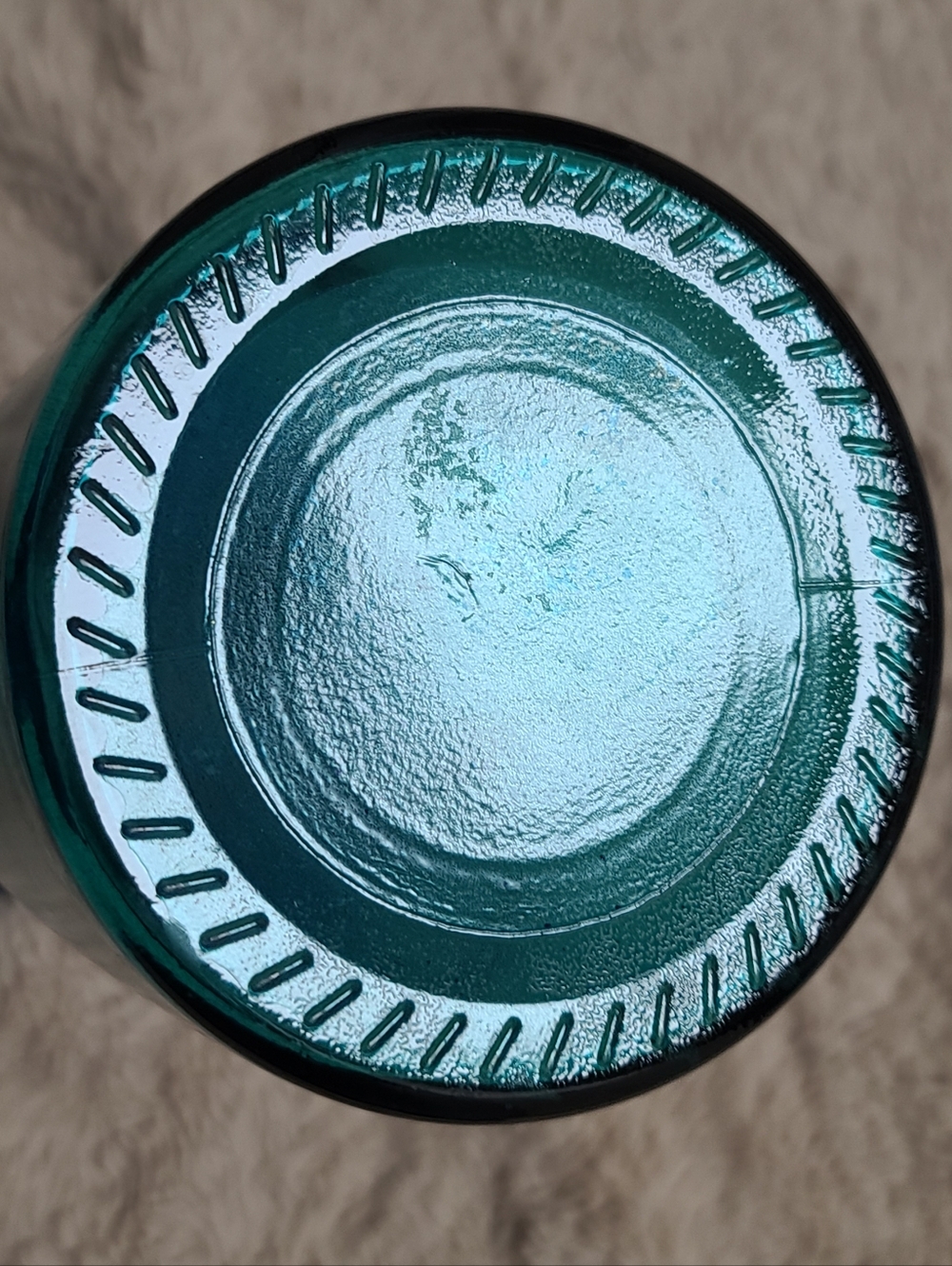 Large Blue-Green Ombre Glass Vase, Thick Glass Pressed Glass, High Quality Feel - Picture 4 of 6